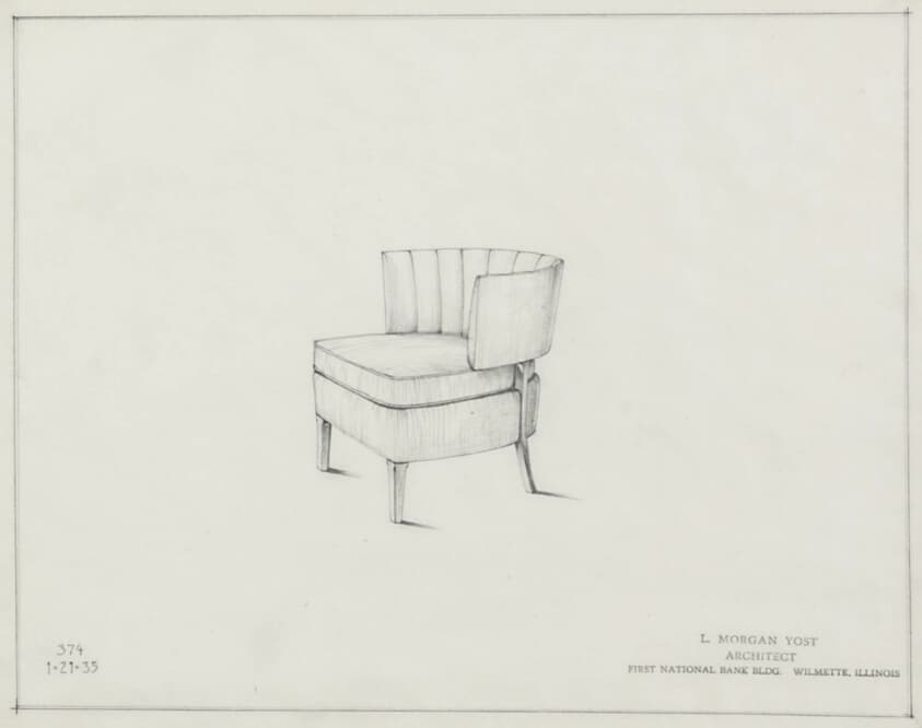 Furniture Design, Upholstered Chair, Wilmette, Illinois, Design Drawing — Lloyd Morgan Yost