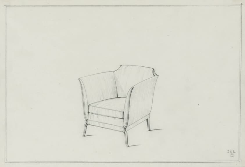 Furniture Designs, Upholstered Chair, Wilmette, Illinois, Design Drawing — Lloyd Morgan Yost