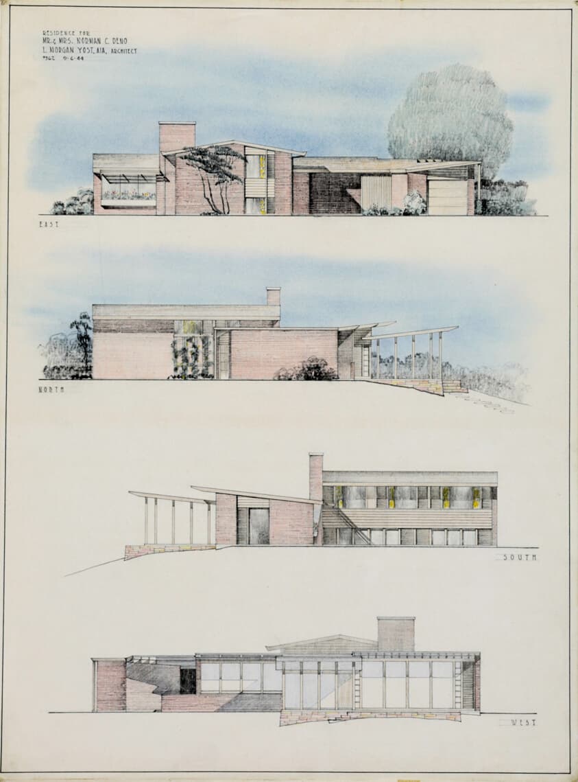Deno Residence, Highland Park, Illinois, Elevations — Lloyd Morgan Yost