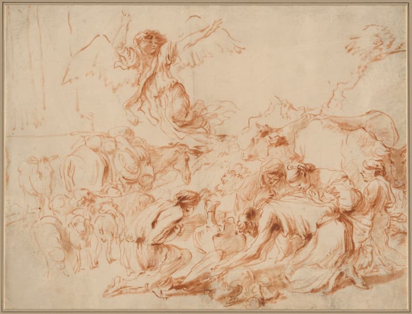 The Angel Departing from the Family of Tobit (?) — Giovanni Benedetto Castiglione