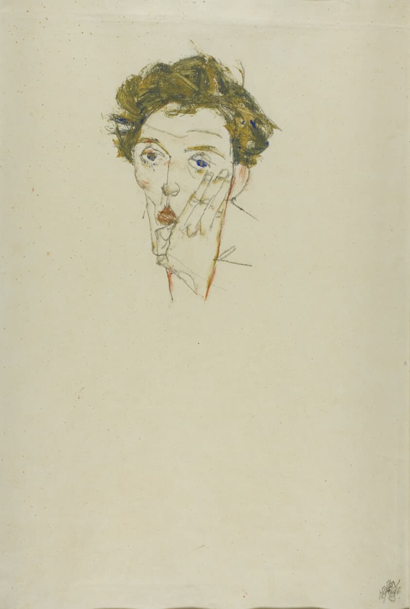 Self-Portrait (recto); Female Nude Reclining (verso) — Egon Schiele