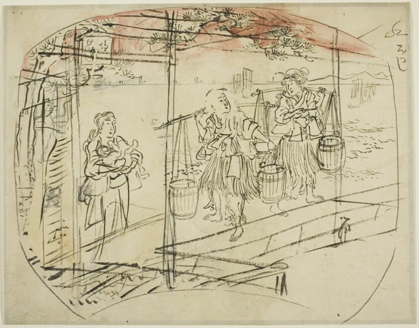 Gathering Salt Water at the Beach — Utagawa Kuniyoshi