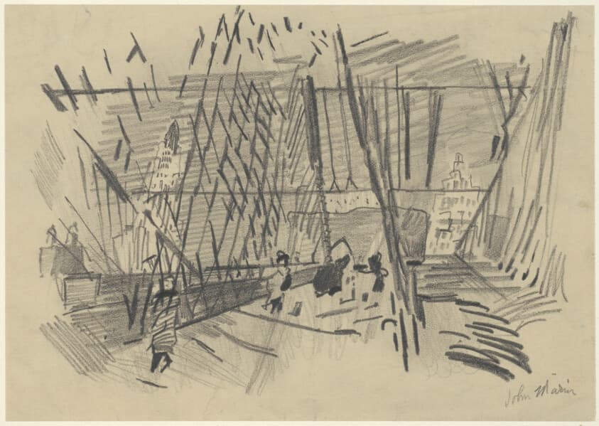 Pedestrians on Brooklyn Bridge — John Marin