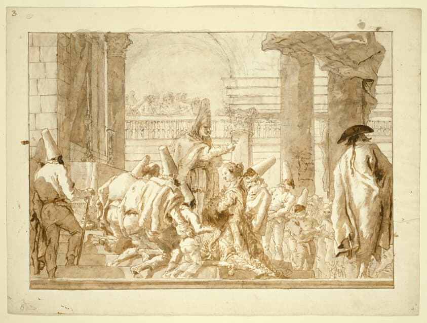 The Marriage of Punchinello's Father, from the series Divertimento per li regazzi (Entertainment for Children) — Giovanni Domenico Tiepolo