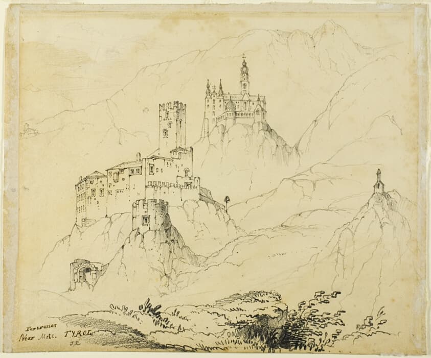 Fortresses in Tyrol, near Mals (recto); Castle in Lenzburg (verso) — John Ruskin