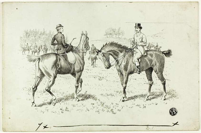 Man and Woman Riding Horses at Hunt — Francis Arthur Fraser