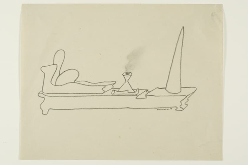 Surrealist Composition with Smoking Container — Yves Tanguy