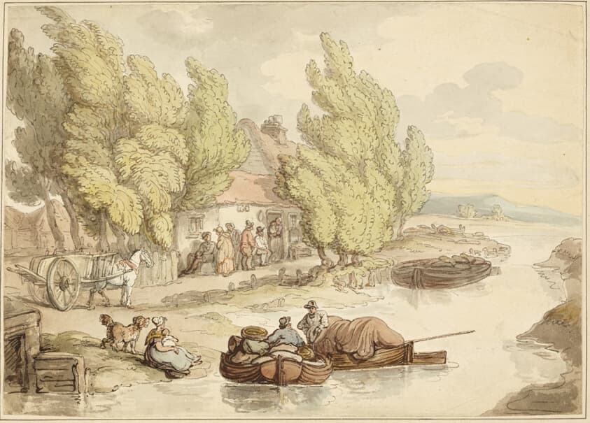 Village on the River — Thomas Rowlandson