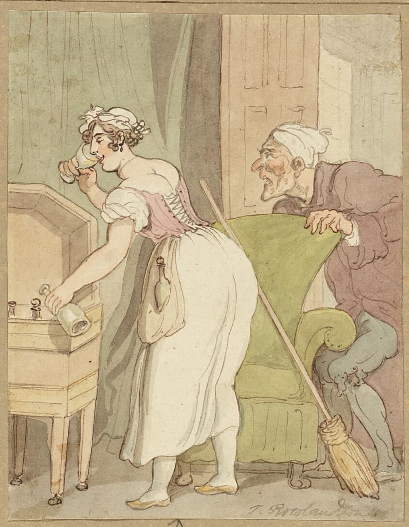 Woman Caught Stealing a Drink — Thomas Rowlandson