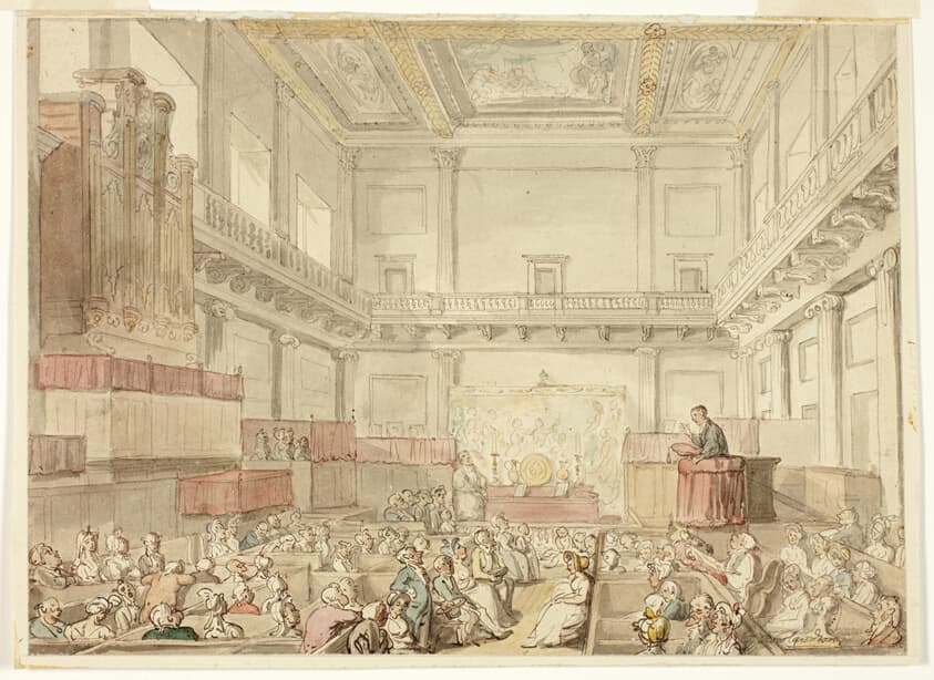 Study for Royal Chapel, Whitehall, from Microcosm of London — Thomas Rowlandson
