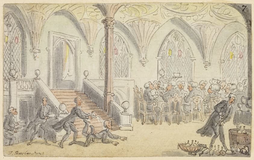 Study for Dr. Syntax Entertained at College — Thomas Rowlandson