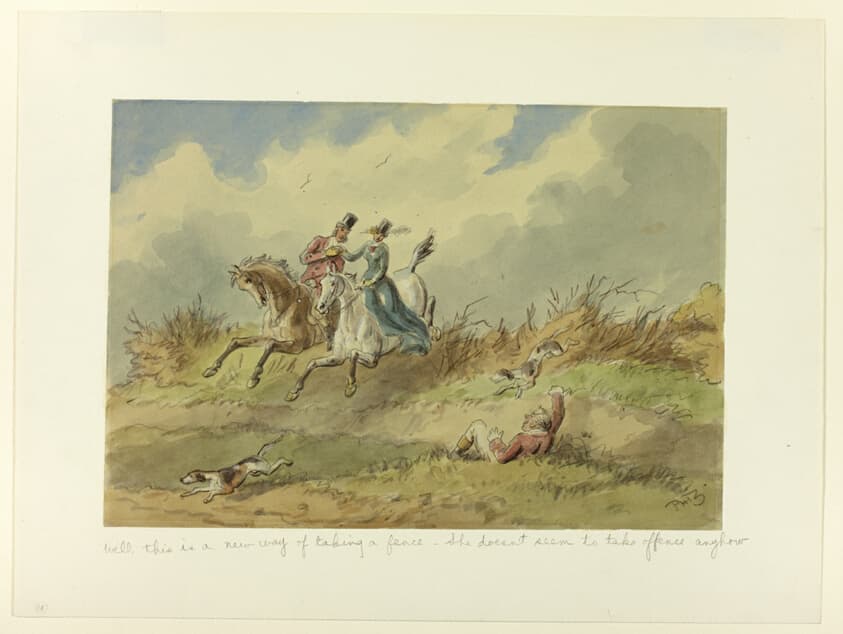 Well, This is a New Way of Taking a Fence-She Doesn't Seem to Take Offence Anyhow — Hablot Knight Browne