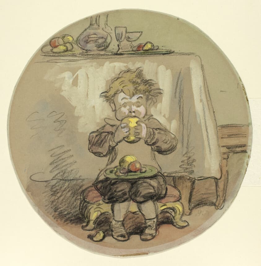 Boy Eating Fruit — Hablot Knight Browne