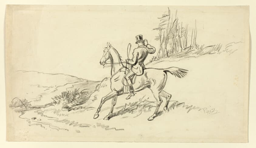 Rider Reining in Horse — Hablot Knight Browne