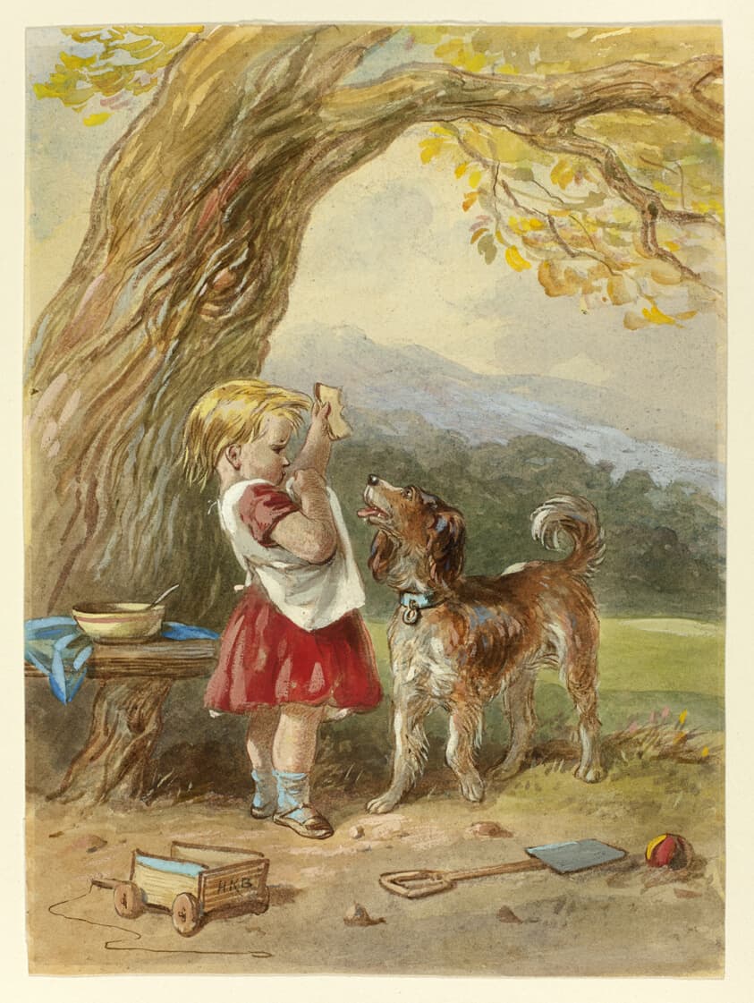 Little Girl and Dog — Hablot Knight Browne