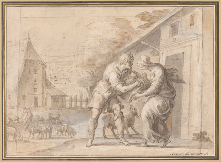 The Goatherd Lamon Handing the Infant Daphnis to His Wife Myrtele — Ambroise Dubois