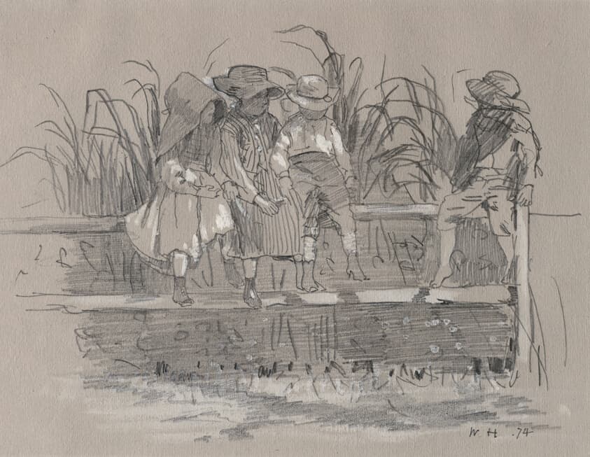 Children Sitting on a Fence — Winslow Homer