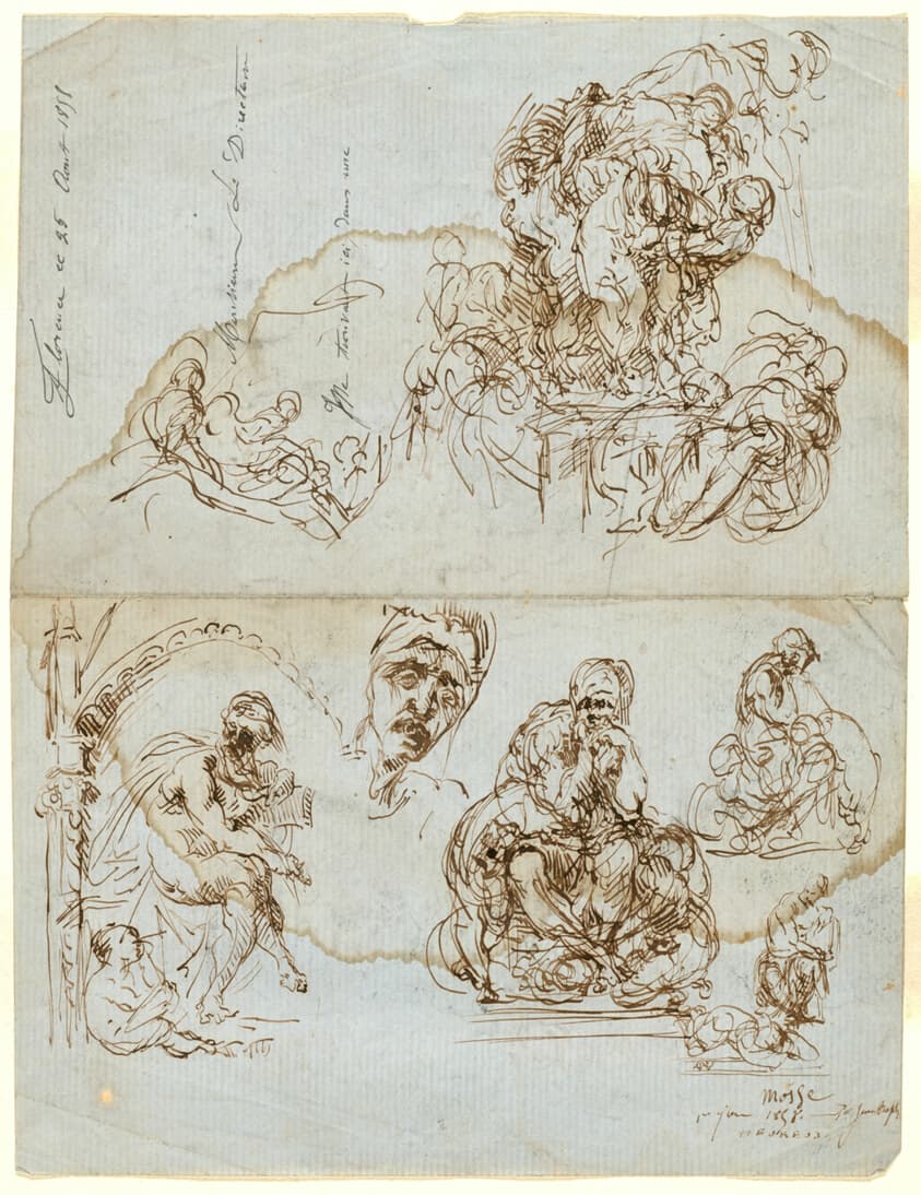 Unfinished Letter with Studies for the Ugolino Group — Jean Baptiste Carpeaux