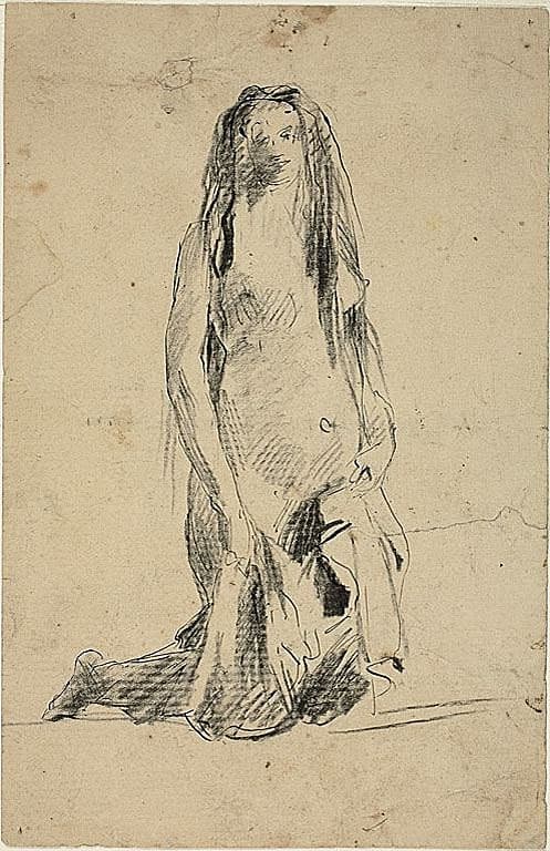 Kneeling Nude Woman with Drapery — Jean Baptiste Carpeaux