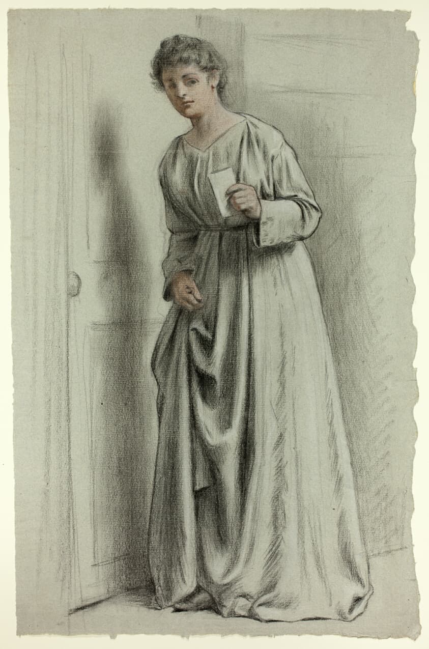 Woman Standing Near Door, Holding Letter — Henry Stacy Marks