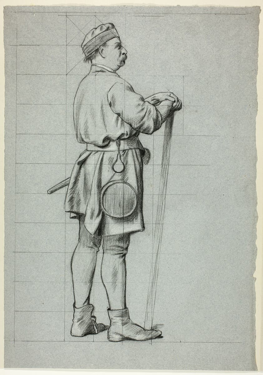 Standing Man with Hands Resting on Stick — Henry Stacy Marks