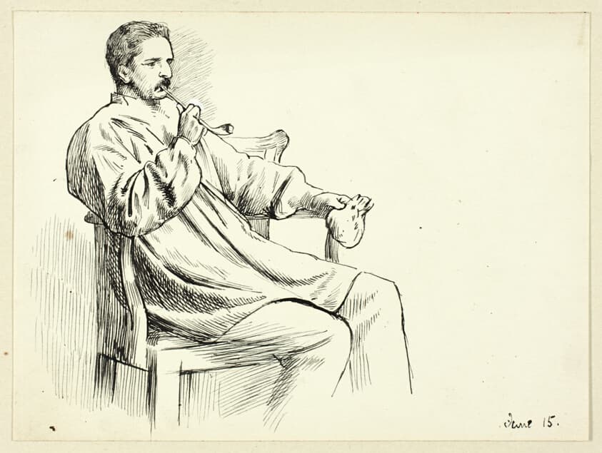 Seated Man Smoking Pipe — Henry Stacy Marks