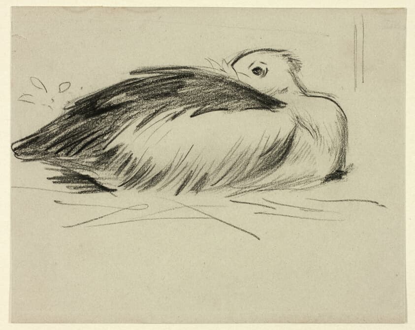 Sketch of Nesting Stork — Henry Stacy Marks