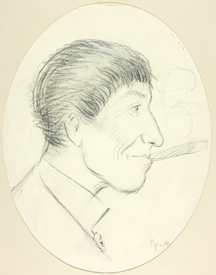 Profile of Man Smoking Cigar — Philipp William May