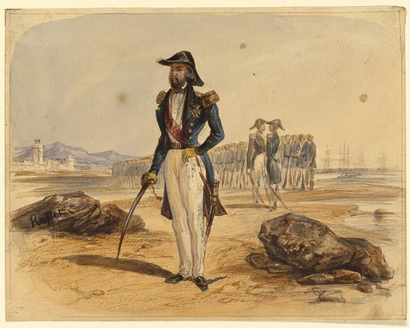 General with Troops in Background — Denis Auguste Marie Raffet