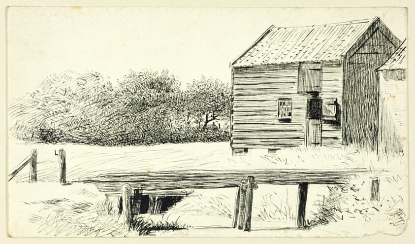Barn and Bridge — Henry Stacy Marks