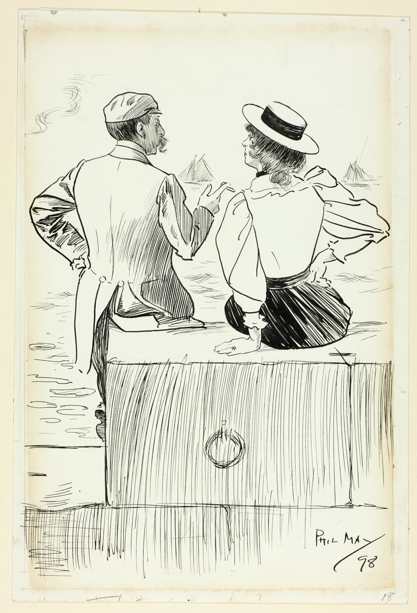Man and Woman Sitting on Wharf — Philipp William May