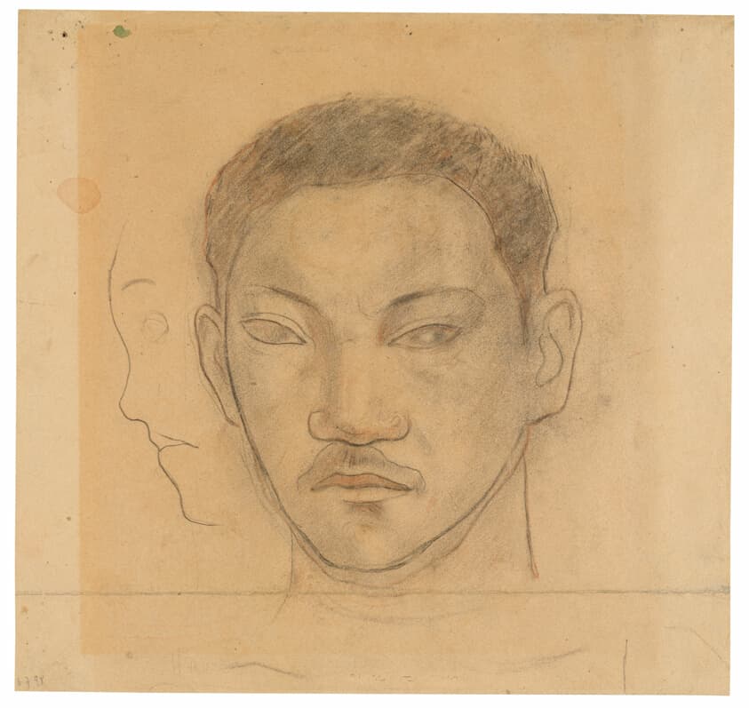 Head of a Tahitian with Profile of Second Head to His Right — Paul Gauguin