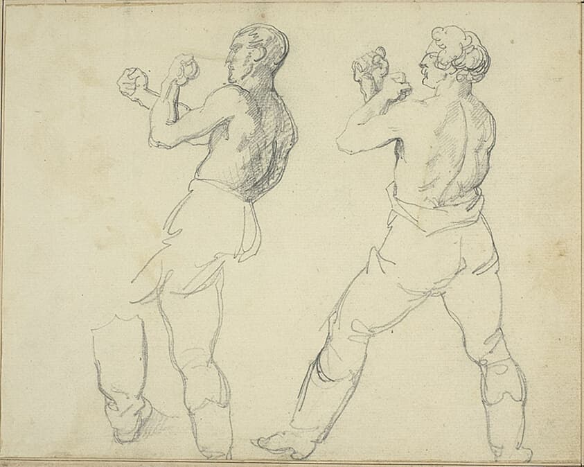 Two Boxers Facing Left — Jean Louis André Théodore Géricault
