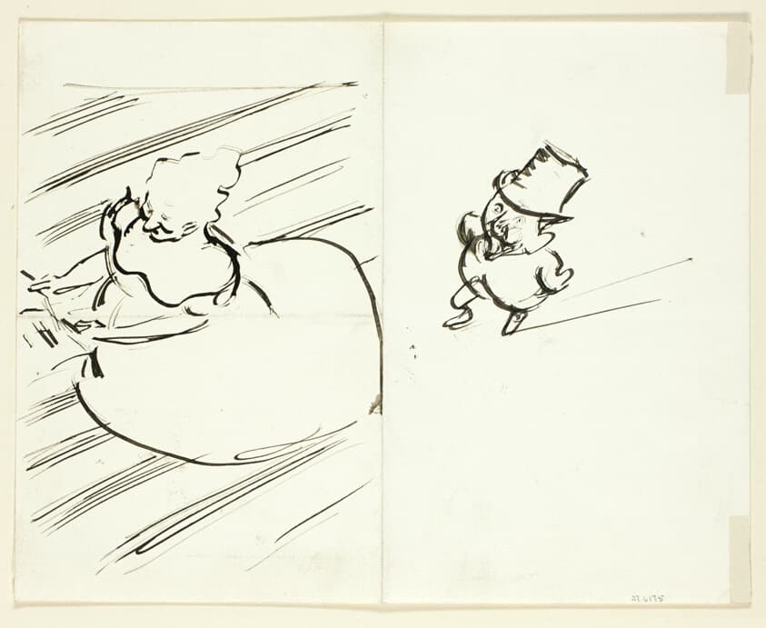 Sketches of Man and Woman Seen from Above — Philipp William May