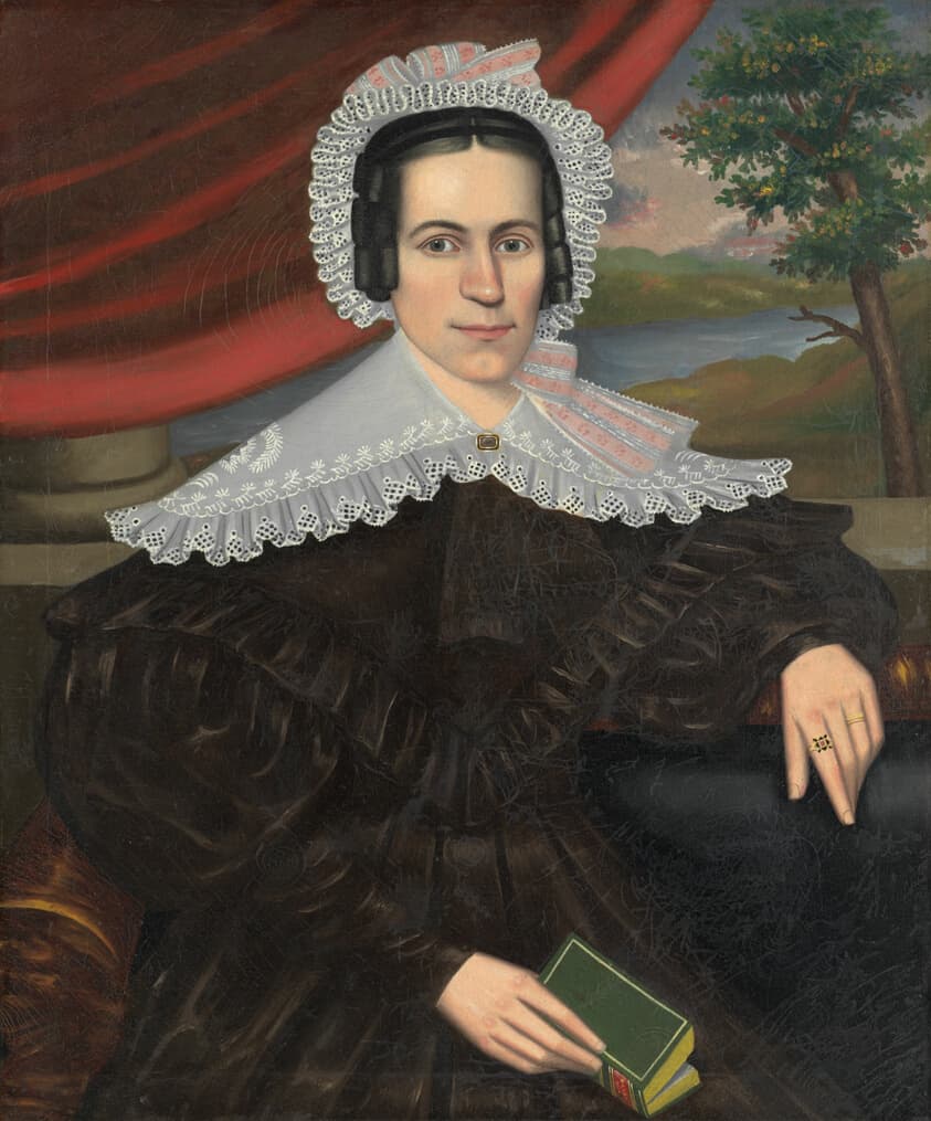 Woman with a Green Book (Louisa Gallond Cook) — Erastus Salisbury Field