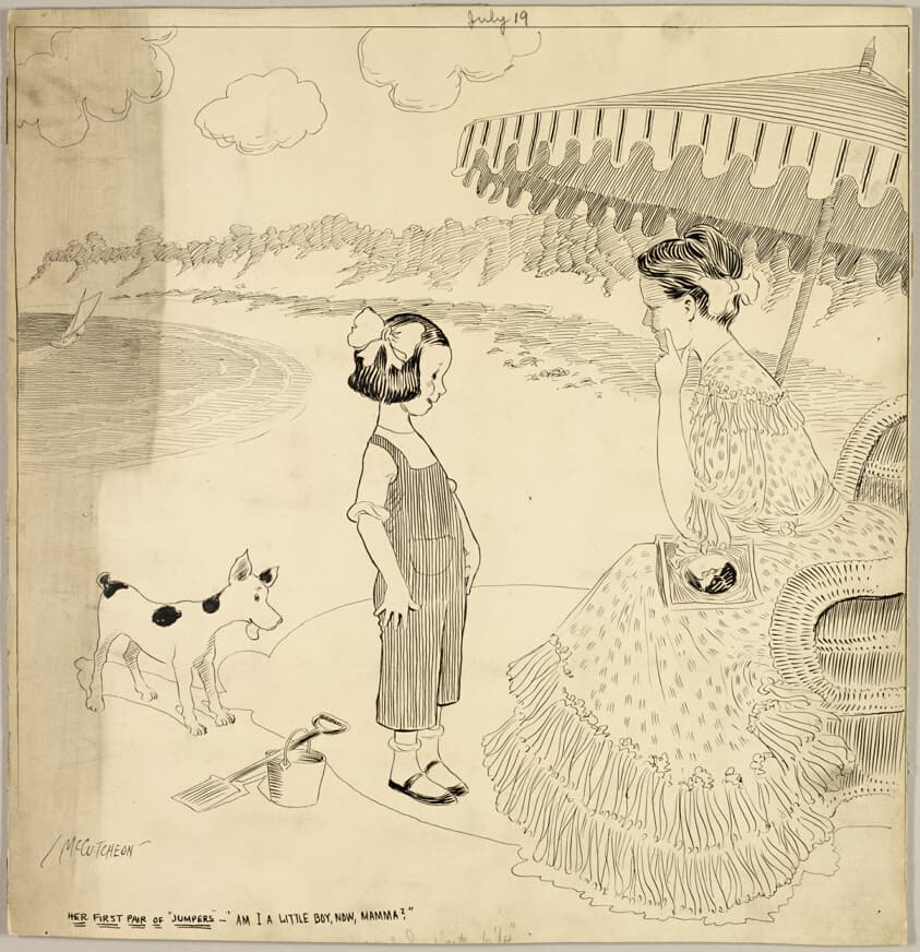 Her First Pair of 'Jumpers'-'Am I A Little Boy Now Mamma?' — John Tinney McCutcheon