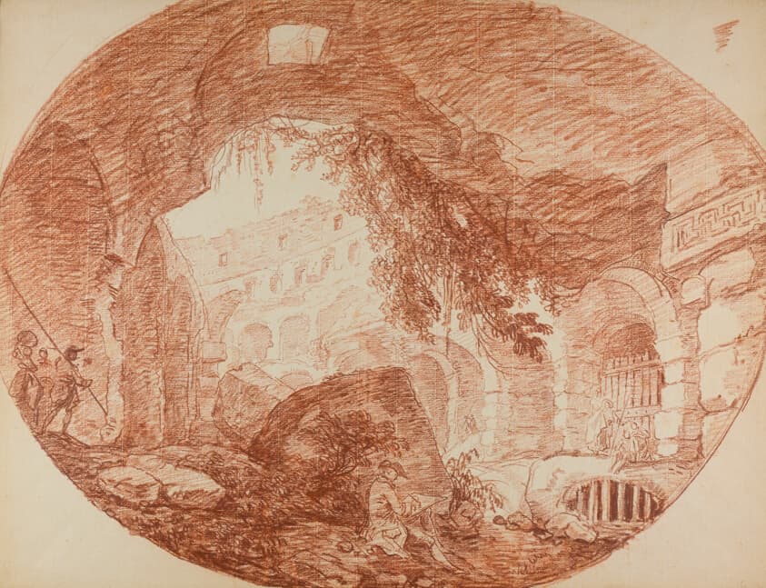 An Artist Seated in the Ruins of the Colosseum — Hubert Robert