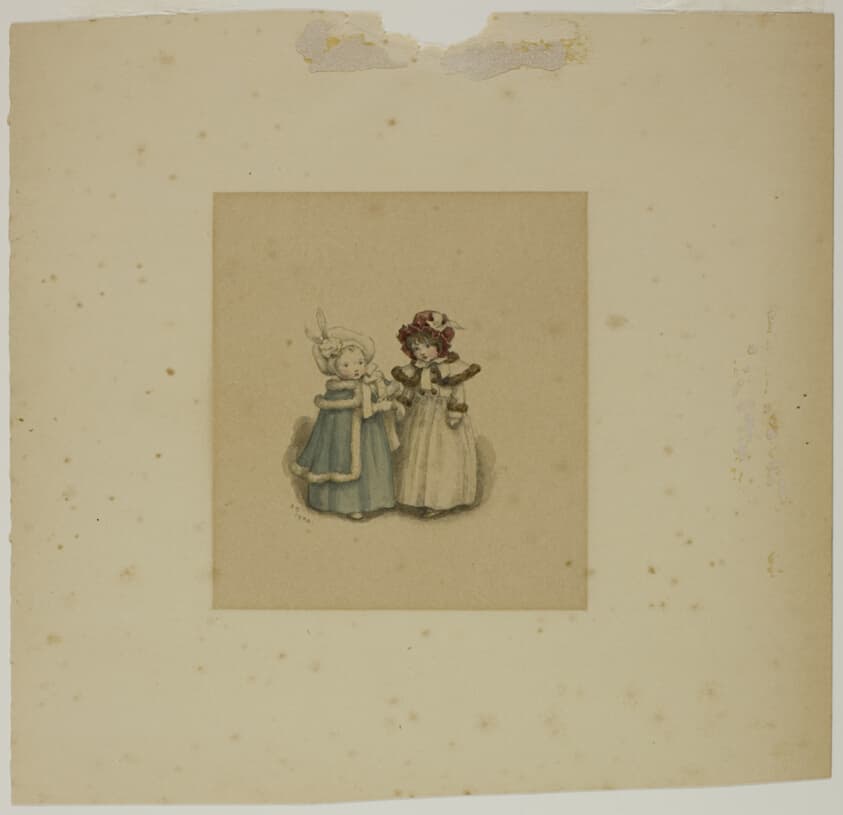 Two Little Girls in Fur-Trimmed Coats — Kate Greenaway