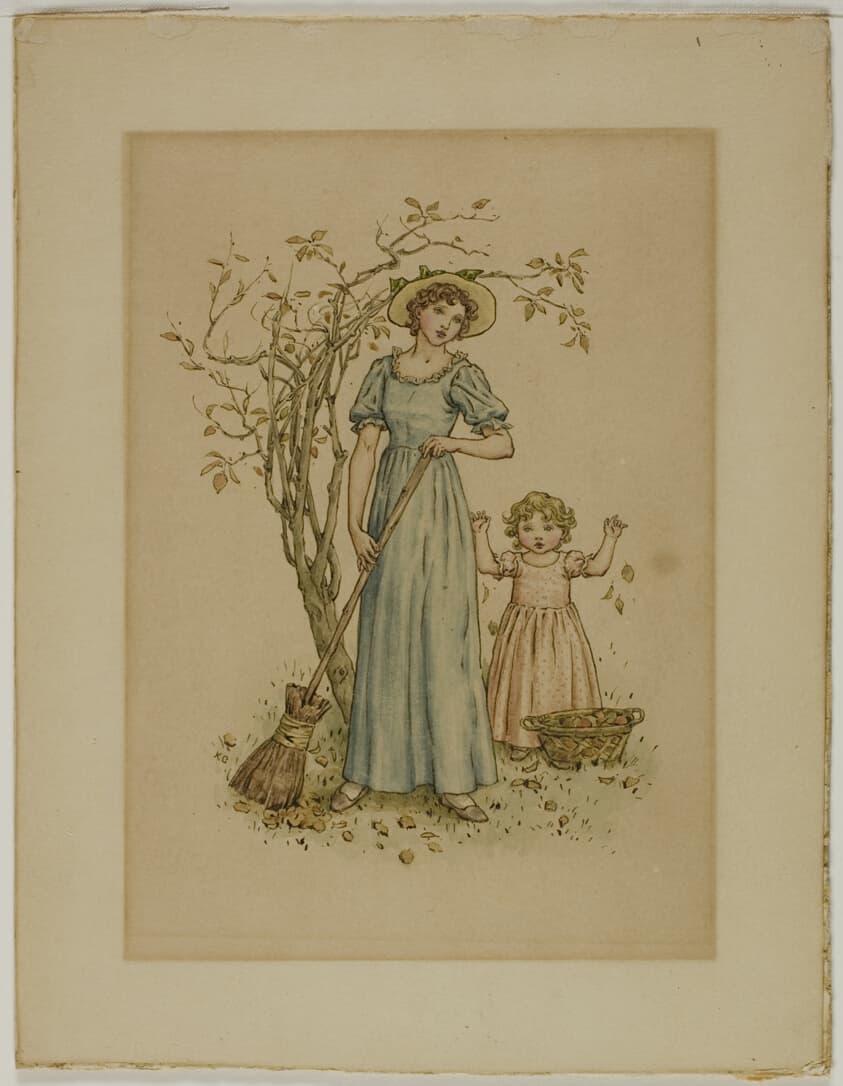 Woman with Broom and Little Girl — Kate Greenaway
