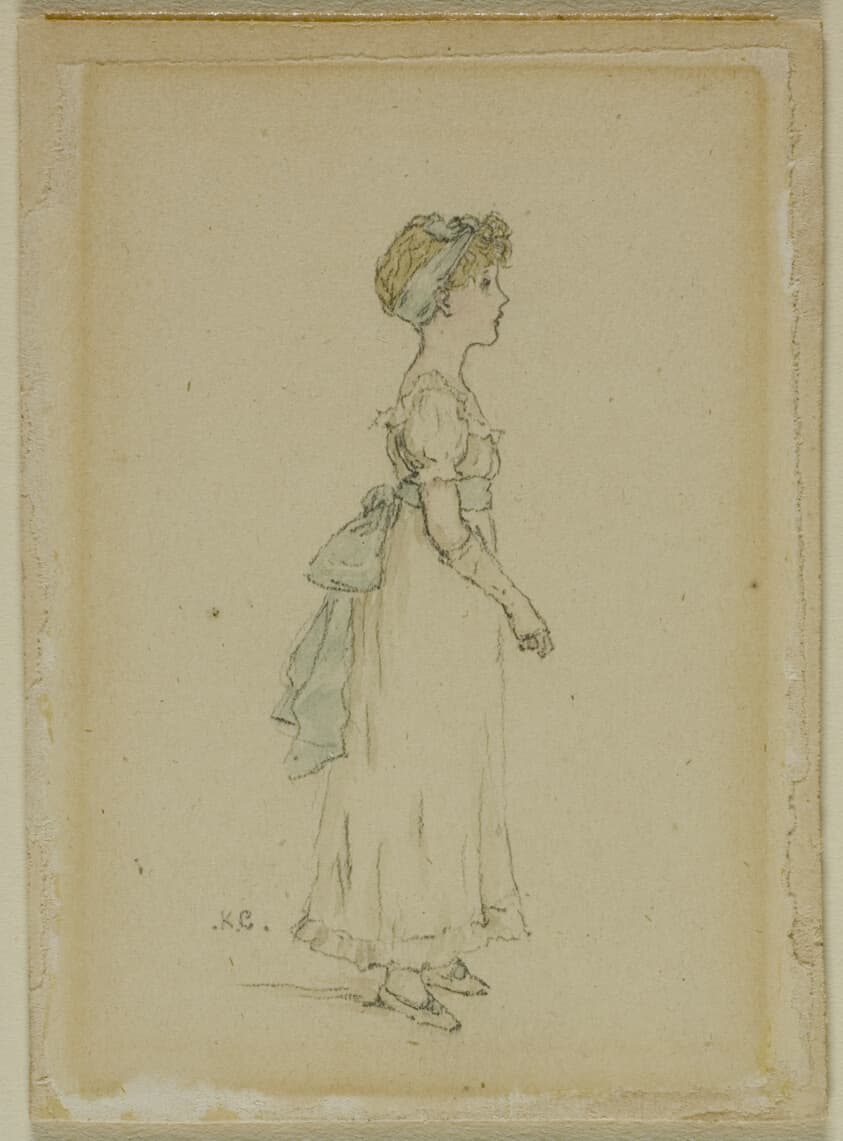 Young Girl with Blue Ribbons — Kate Greenaway