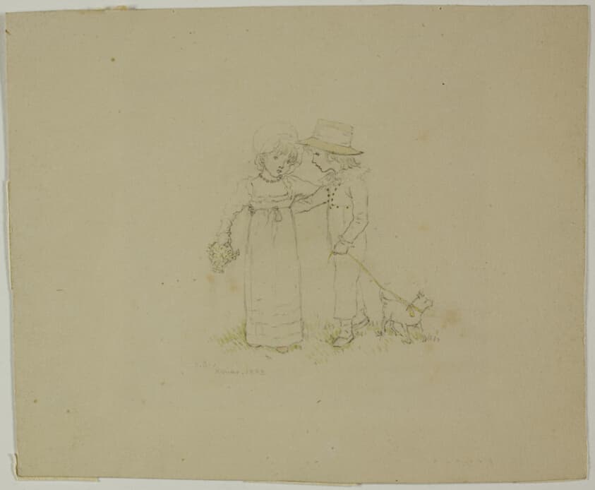 Two Children with Dog — Kate Greenaway