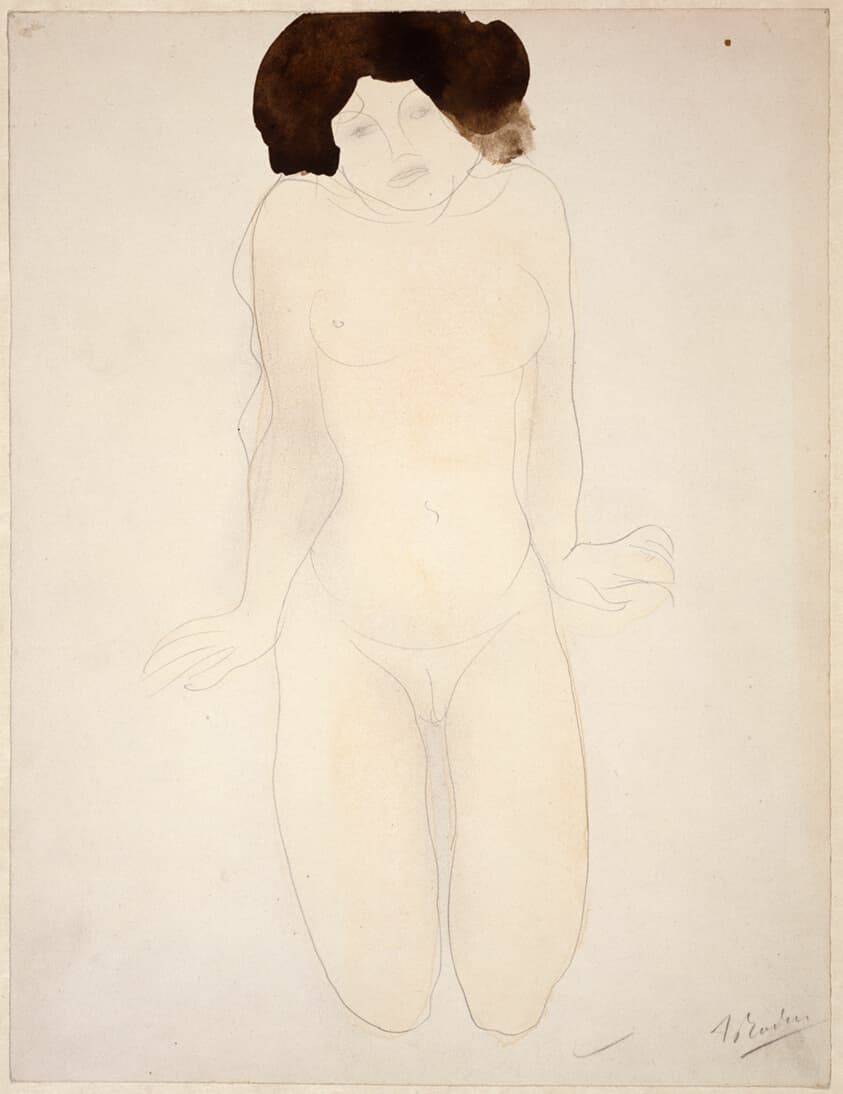 Kneeling Girl, en Face (Drawing No.6) — Auguste Rodin