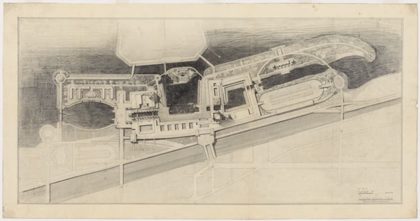 Century of Progress Exposition, Early Preliminary Studies, Site Plan — Paul Philippe Cret