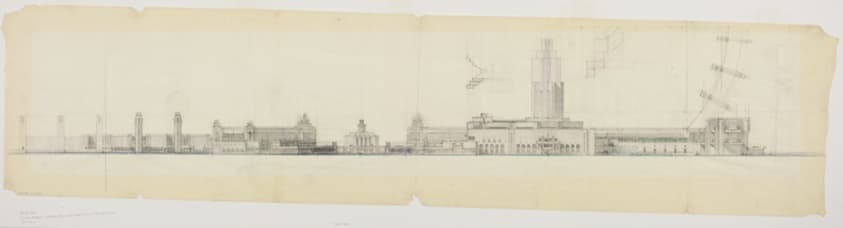 Century of Progress Exposition, Early Studies, Elevation Study — Paul Philippe Cret
