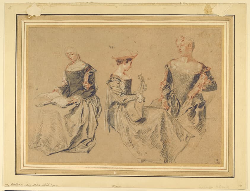 Three Studies of Seated Women — Jean Antoine Watteau