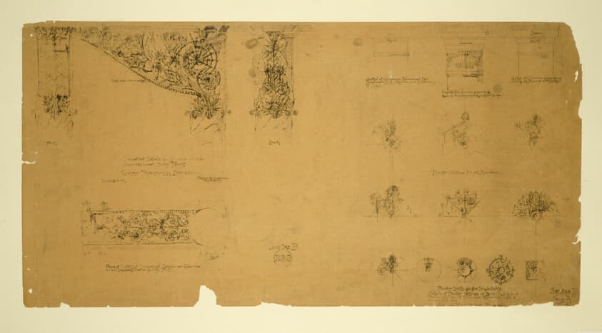 Auditorium Building, Chicago, Illinois, Plaster Details for Gallery — Adler and Sullivan