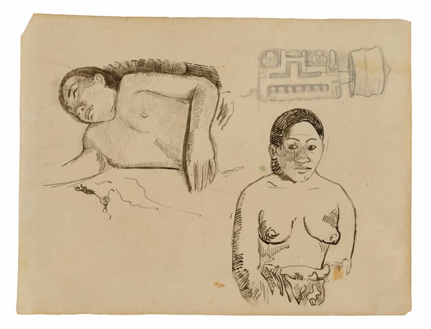 Two Tahitian Women and a Marquesan Earplug — Paul Gauguin