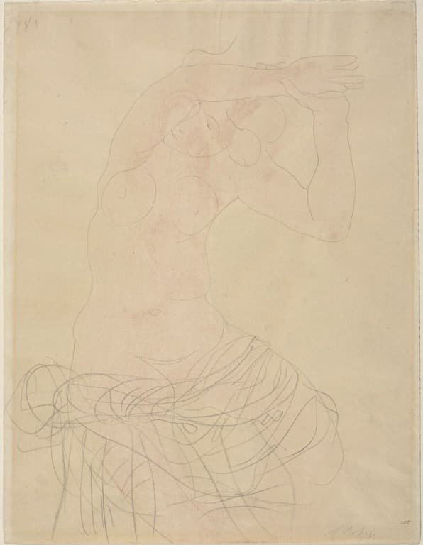 Seated Female Nude with Arms Raised — Auguste Rodin