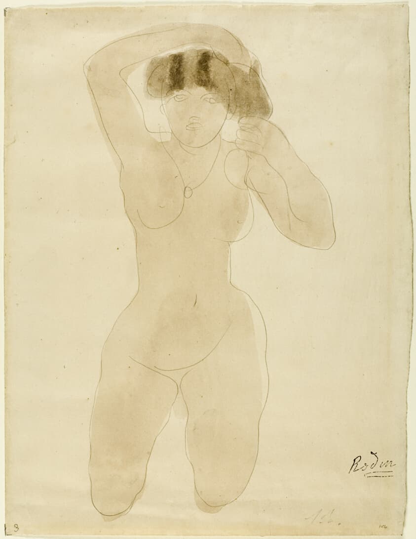 Kneeling Nude Woman Arranging Her Hair — Auguste Rodin