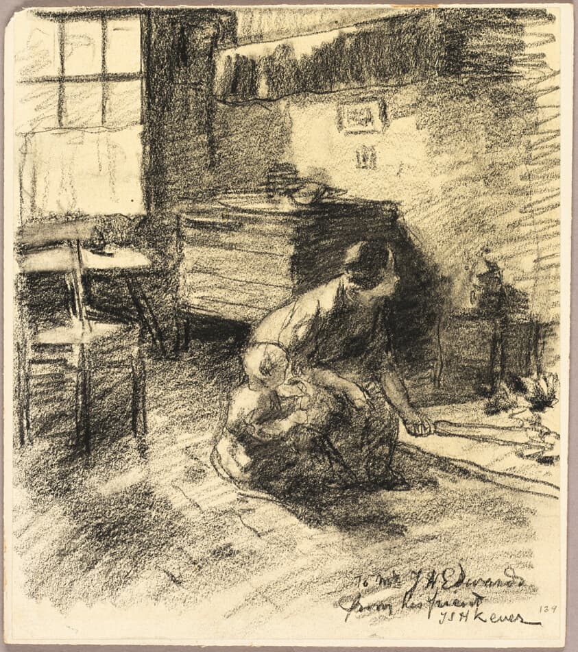 Woman and Child in a Room — Jacobus Simon Hendrik Kever